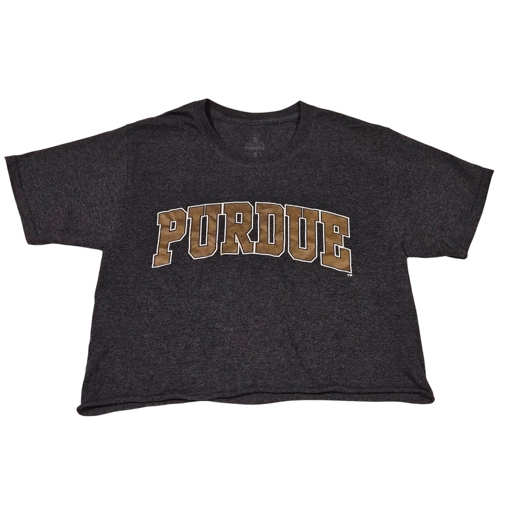 Purdue University Boilermakers Cropped Graphic T-Shirt Gray Small